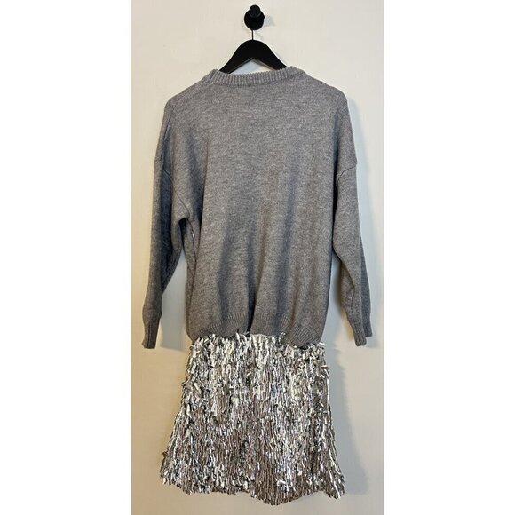 ANTHROPOLOGIE Mare Mare Long-Sleeve Knit Sequin Twofer Mini Dress in Grey NWT - Picture 10 of 16